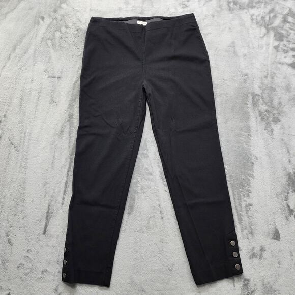 Van Heusen Pants Womens 14 Black Pull On High Rise Skinny Leg Button Hem Detail - Picture 1 of 13
